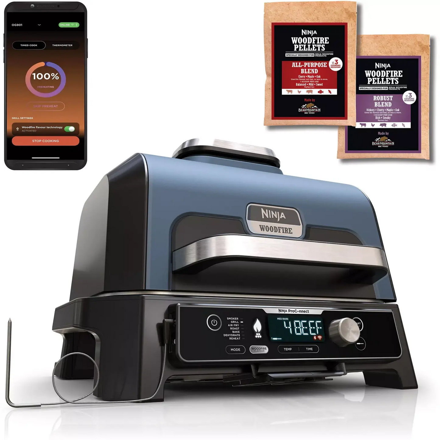 Barbecue électrique et fumoir Ninja Woodfire Pro Connect XL