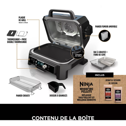 Barbecue électrique et fumoir Ninja Woodfire Pro Connect XL